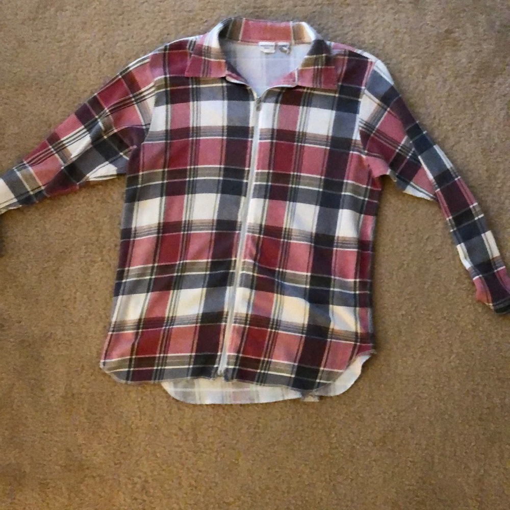 Pink and blue striped sweater shirt